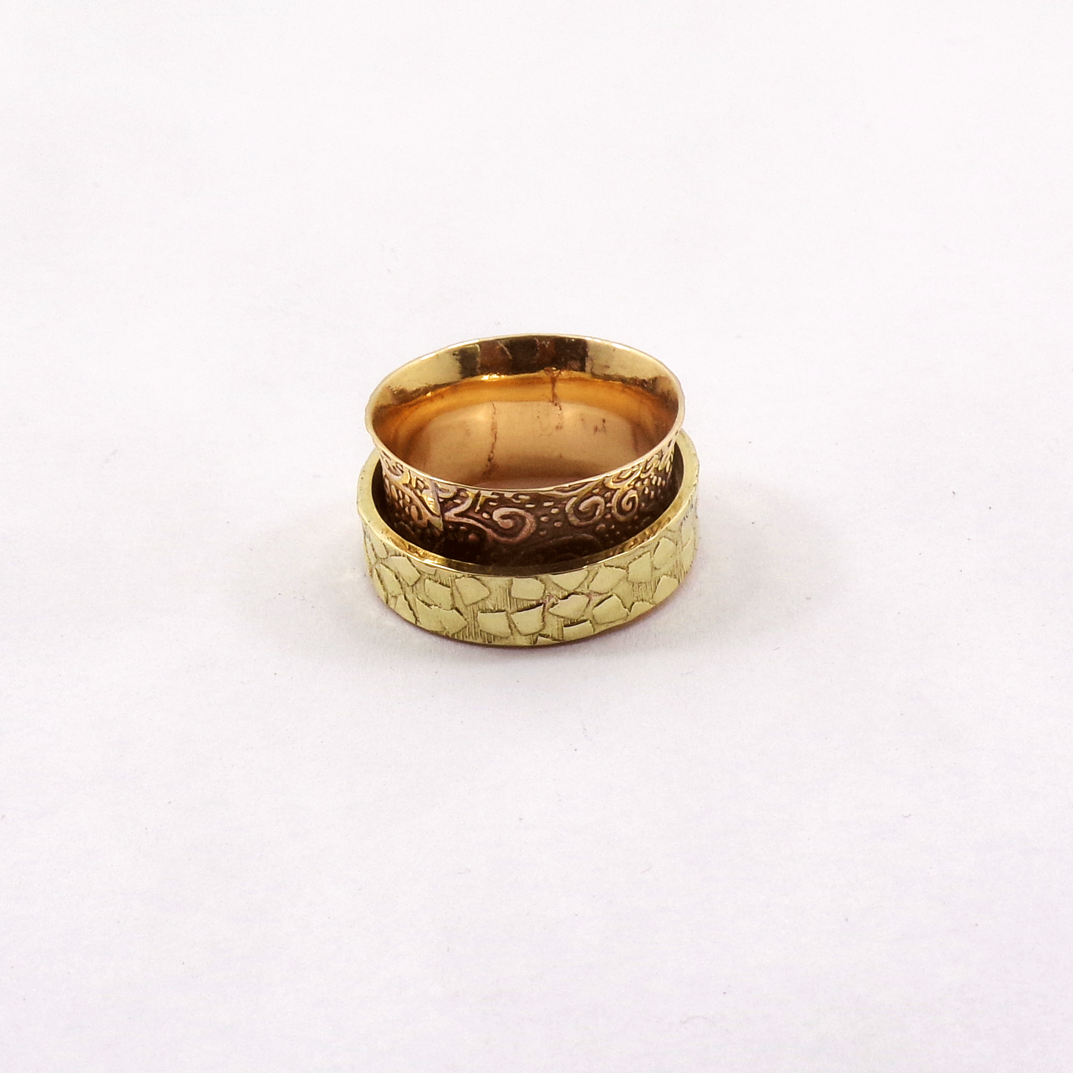 Ring Size - 8 Two-Tone Ring F - BSPR999 18K Rose Gold & Yellow Gold Plated Solid Handmade Designer Two-Tone Spinner Ring